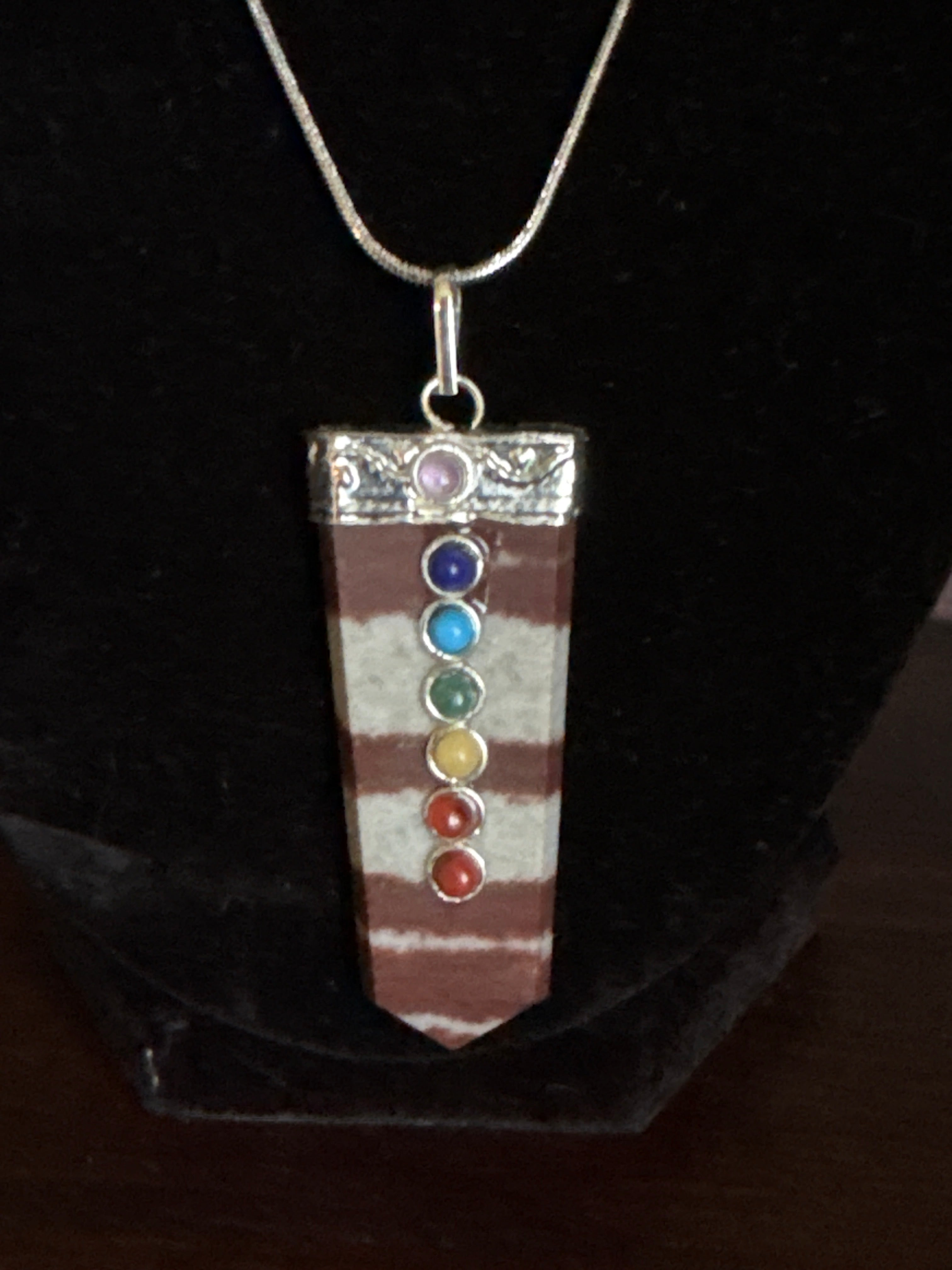 Shiva Lingam Stone chakra necklace