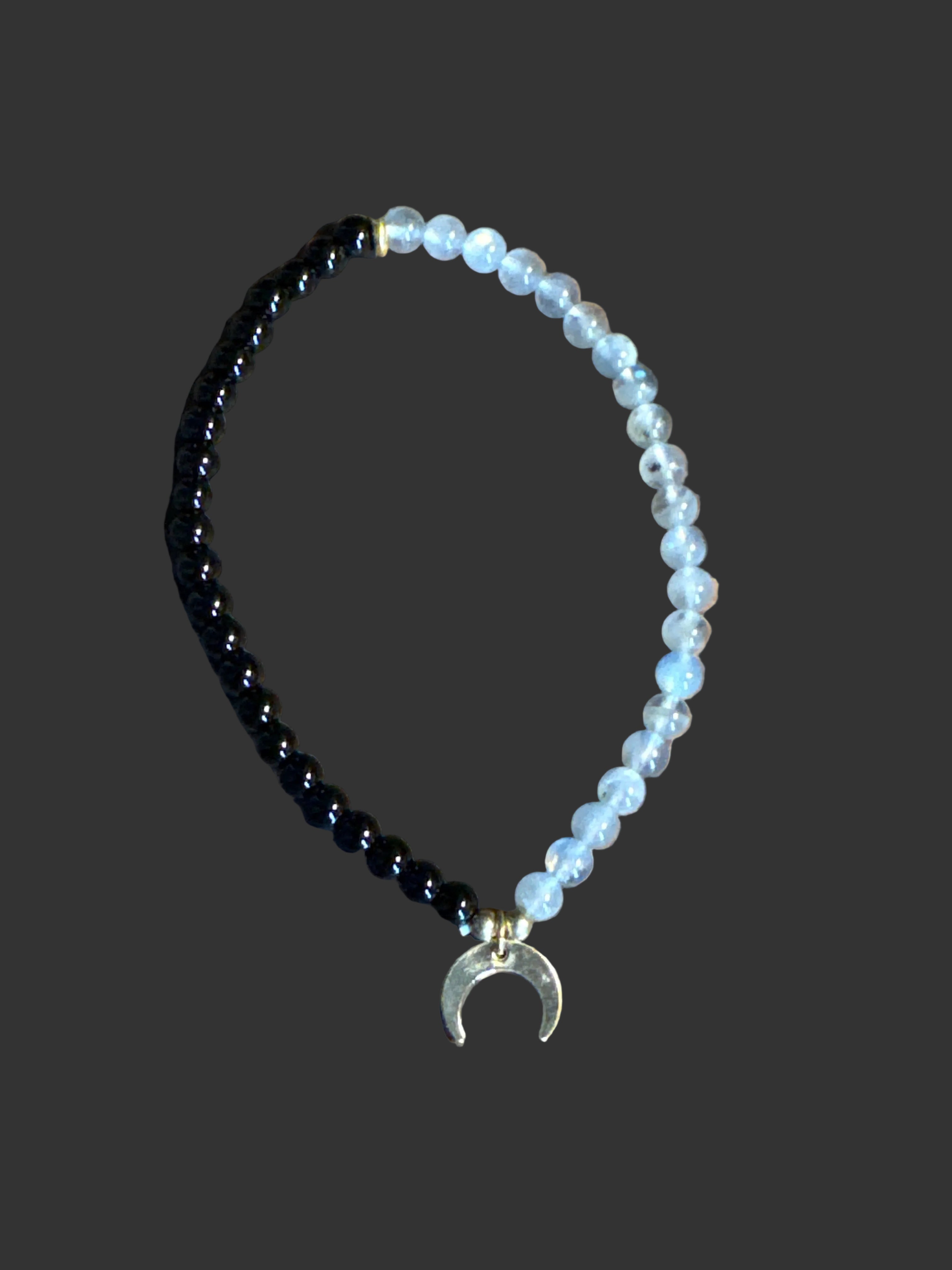 Quarter Moon obsidian bracelet