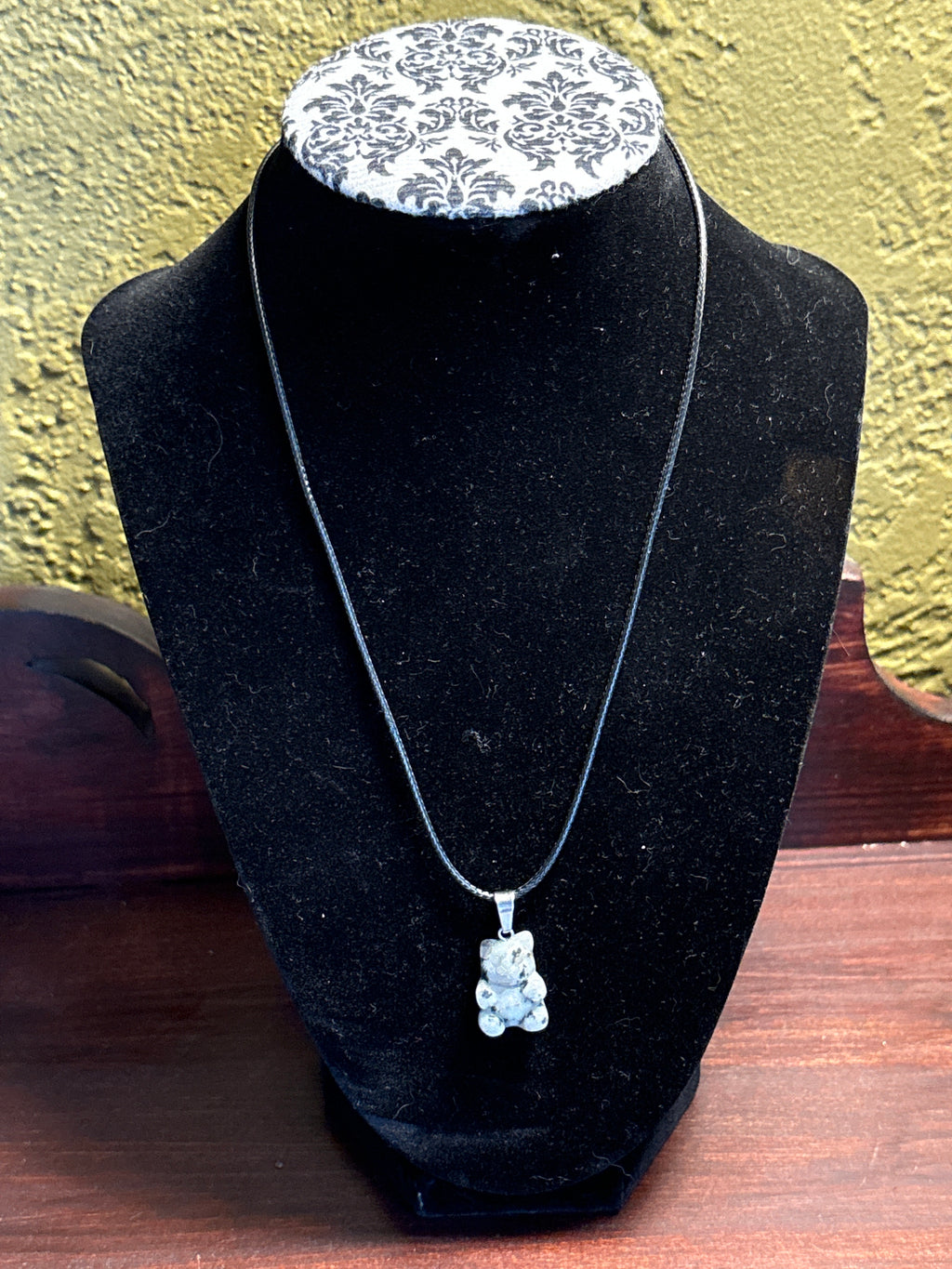 Dalmatian Jasper  Gummy Bear Necklace