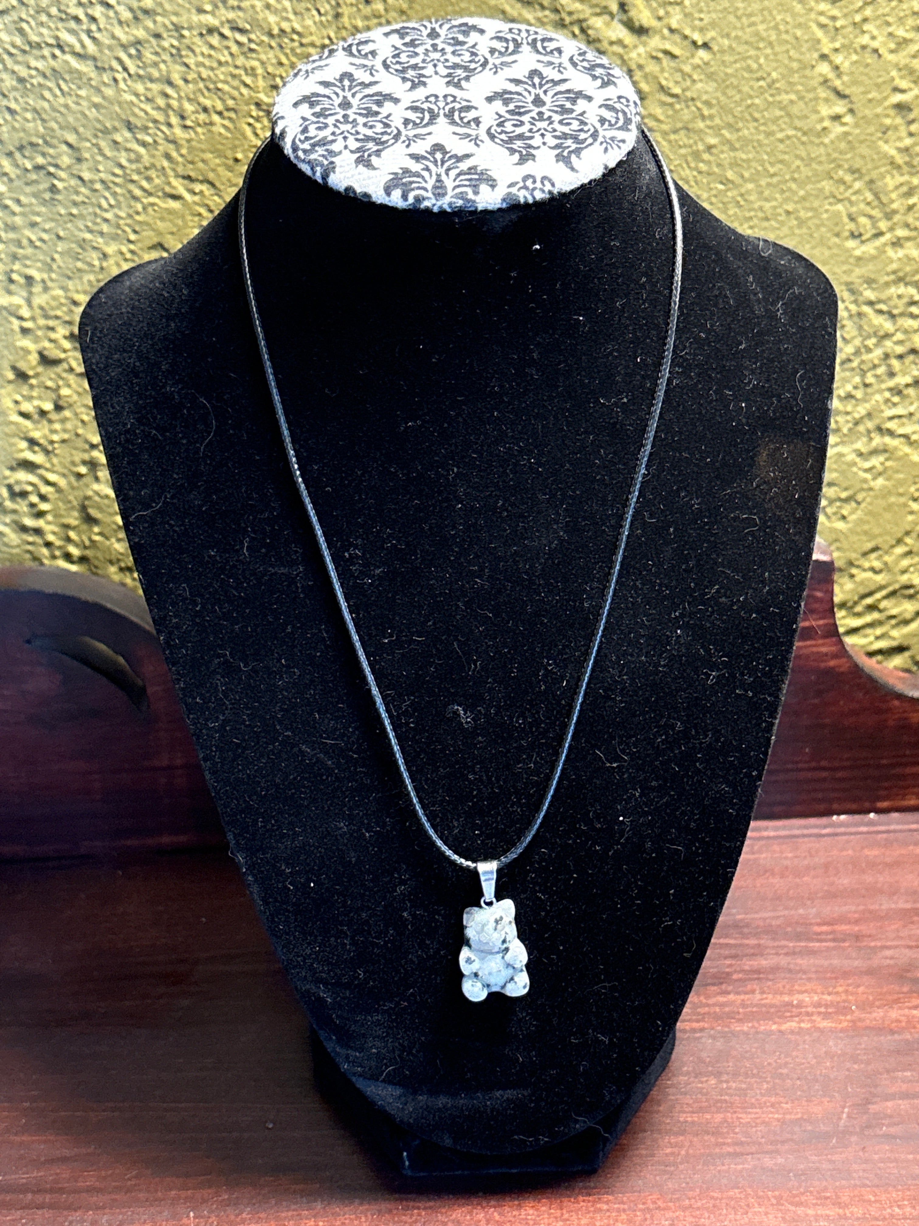 Dalmatian Jasper  Gummy Bear Necklace