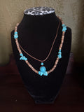 Coconut shell and turquoise set