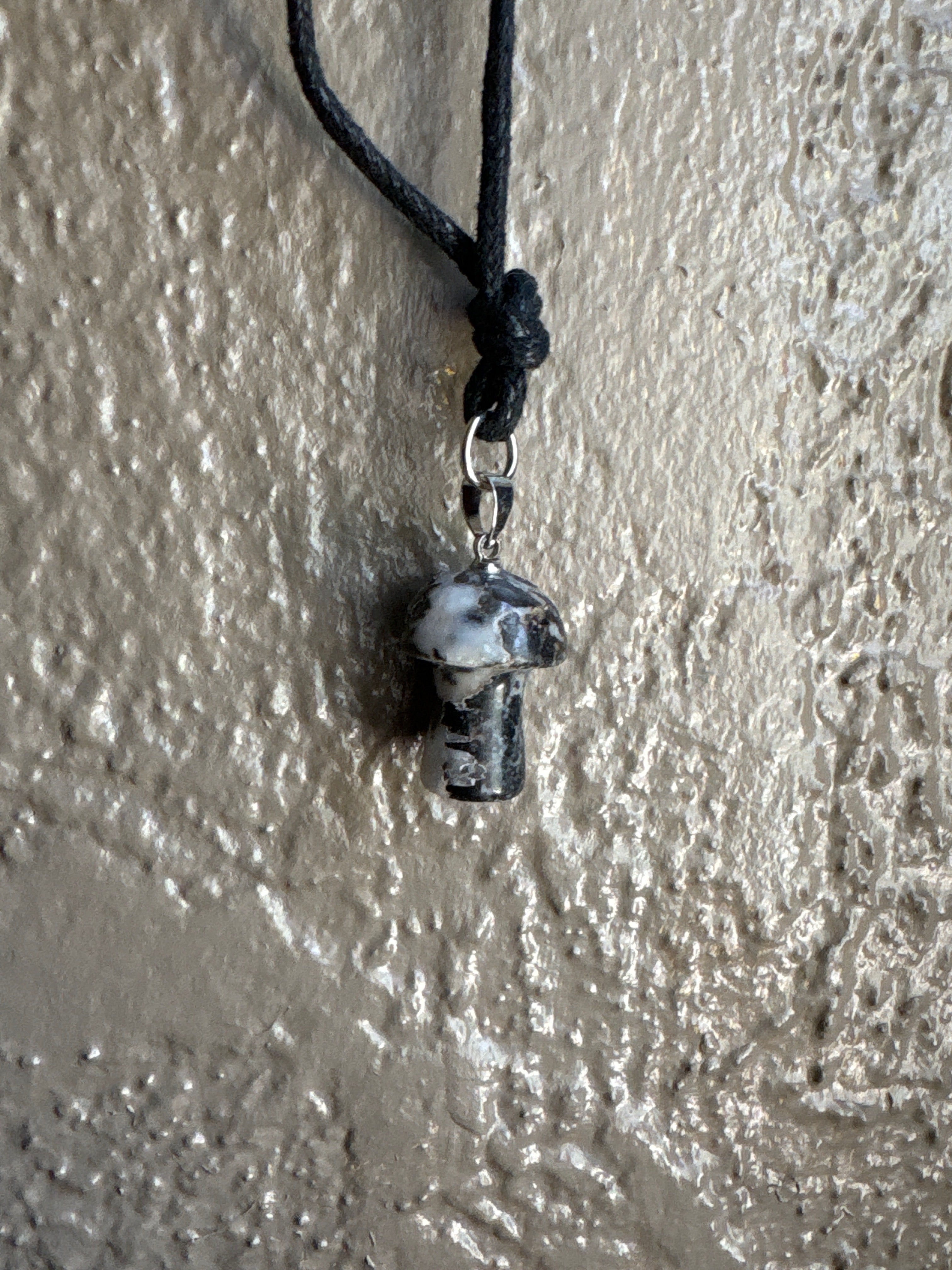 Chiastolite mushroom necklace