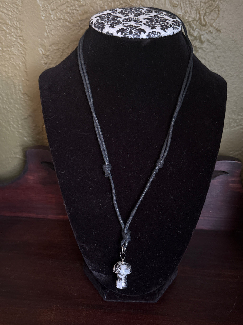Chiastolite mushroom necklace