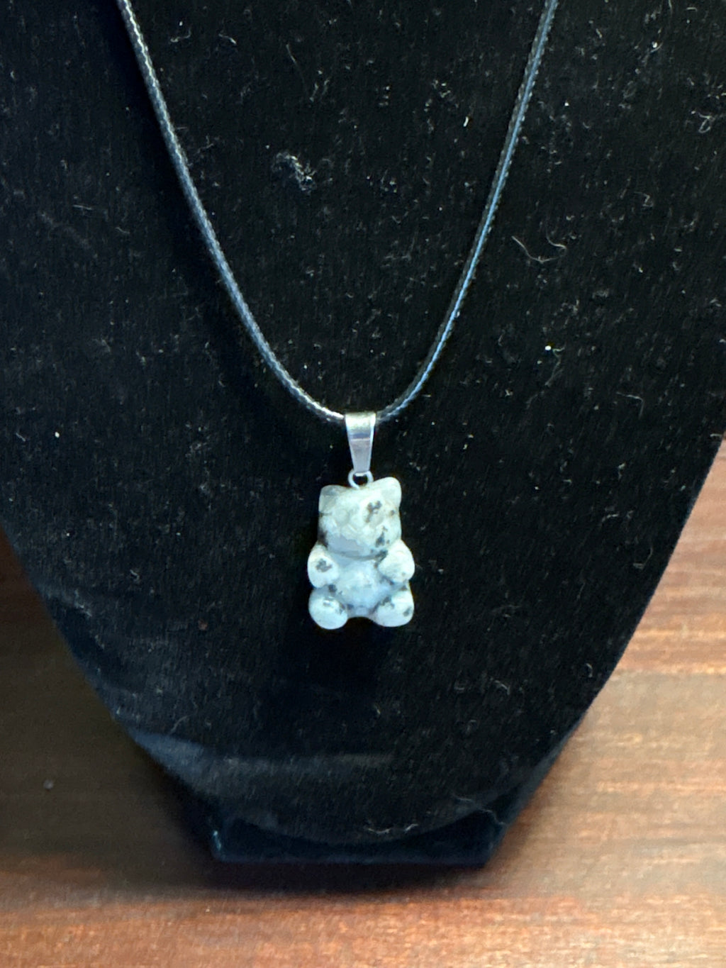Dalmatian Jasper  Gummy Bear Necklace