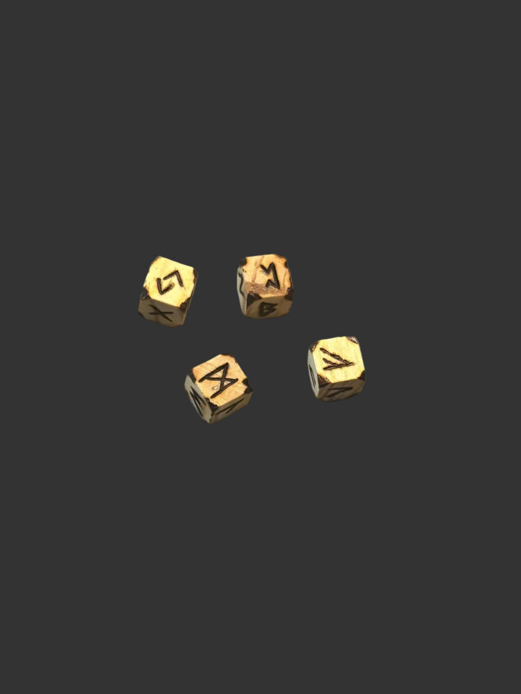 Hand burned rune dice
