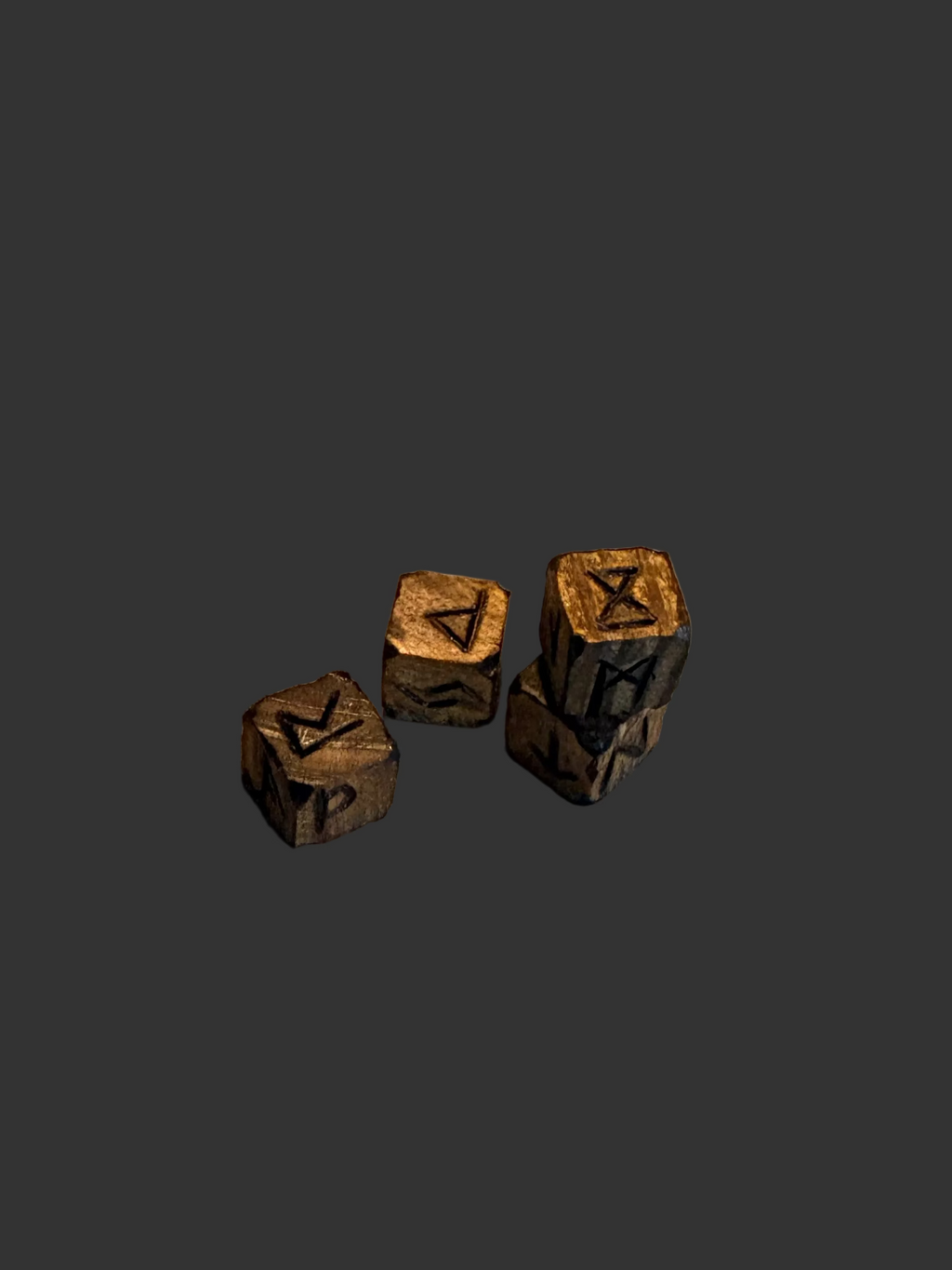 Hand burned rune dice