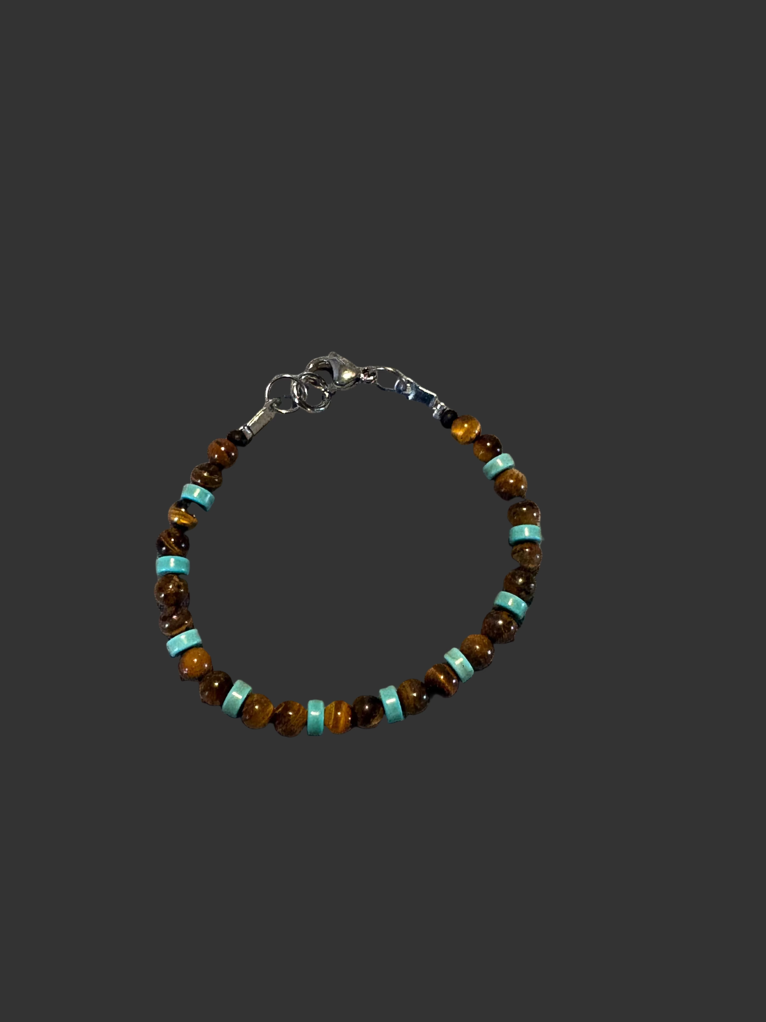 Handmade Tigers eye and turquoise bracelet